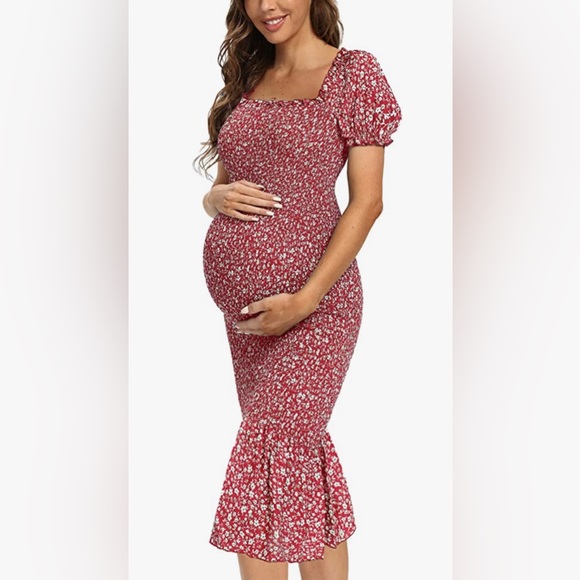 Stretchy Floral Maternity Dress - Picture 1 of 2